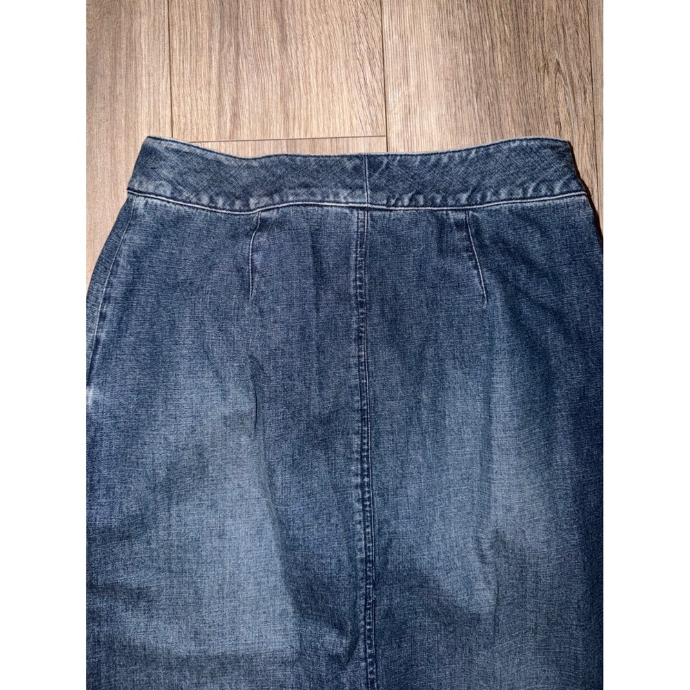 Vtg Liz‎ Claiborne Lizwear Jeans Denim Maxi Skirt Cotton Cottagecore Slit 6 K2 - Picture 9 of 9